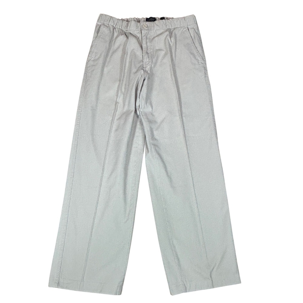 Izod Jeans Mens Relaxed Fit Elastic Waist Cotton Twill Pants Khaki Gray Medium